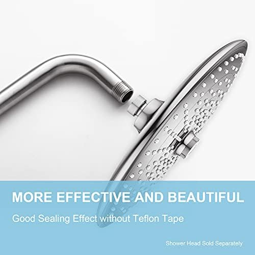 OFFO Shower Arm with Flange, 16 Inches Brushed Nickel Wall Mount Replacement Angle Shower Head Arm Wall-Mounted For Fixed Shower Head & Handheld Showerhead