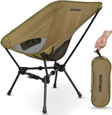MARCHWAY Lightweight Folding Camping Chair with Spring Lock, Stable Compact Portable for Outdoor Camp, Travel, Beach, Picnic, Festival, Hiking, Backpacking (Lowback Khaki)