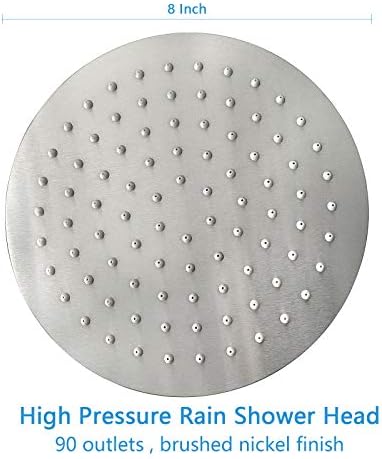 NearMoon Rain Shower Head, Ultra-Thin Design-Pressure Boosting, Awesome Some Experience, High Flow Stainless Steel Rainfall Head (8 Inch,Brushed Nickel)