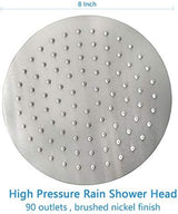 NearMoon Rain Shower Head, Ultra-Thin Design-Pressure Boosting, Awesome Some Experience, High Flow Stainless Steel Rainfall Head (8 Inch,Brushed Nickel)