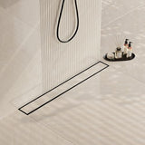 Neodrain 24 in Matte Black Linear Shower Drain- with 2-in-1 Flat & Tile Insert Cover, 304 Stainless Steel Rectangle Shower Floor Drain,Floor Shower Drain