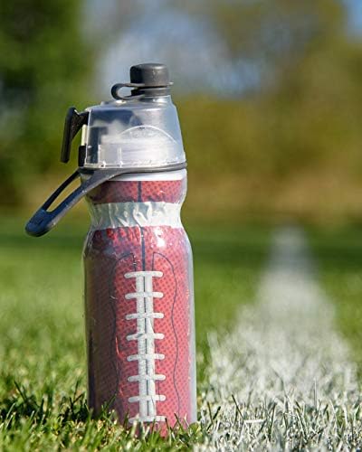 O2COOL Mist N Sip 2-in-1 Misting Water Bottle, 20 oz (2 Pack Football), Reusable Sports Bottle with Pull Top Spout & High Flow Rate - BPA Free, Insulated, Lightweight