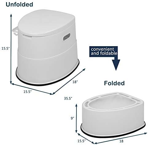 VINGLI Portable Toilet | Indoor Outdoor Commode w/Detachable Inner Bucket & Removable Paper Holder, Lightweight & Compact for Camping, Boat, Van, Emergency Use (White)