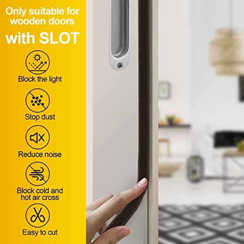 40 Feet Door Weather Stripping, Kerf Weather Stripping for Doors with Groove, Kerf Door Seal for Large Gap and Easy Installation(40, Brown)