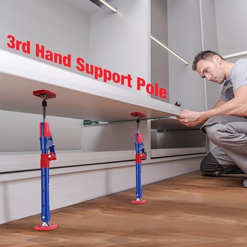 WORKPRO Cabinet Jack Support Pole, 18-1/2" to 29-1/2" Steel Telescopic Quick Support Rod Adjustable 3rd Hand Support System with 154 lbs Capacity for Cabinet Jack, Drywall Jack& Cargo Bars, 2-Pack