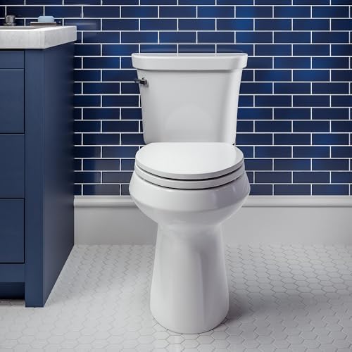 Mayfair Preston Easy to Clean Single Hinge Toilet Seat, Modern Slow Close Plastic Toilet Seat, Made in USA, Elongated, White