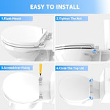 Toilet Seat Round 16.5 Inch & Quick Release - Quick Connect, Standard Toilet Lid Soft Close, PP Material Safe & Easy Clean and Install, Sturdy Accessories Never Loosen, White Plastic