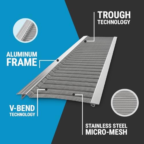 Raptor Gutter Guard – 48 FT. (Nominal) Contractor Grade Stainless Steel Micro-Mesh Gutter Guard Kit with Screws Included. Fits 5 in. Gutters and Smaller. DIY-Friendly. (5.625 in. x 47.625 in.)