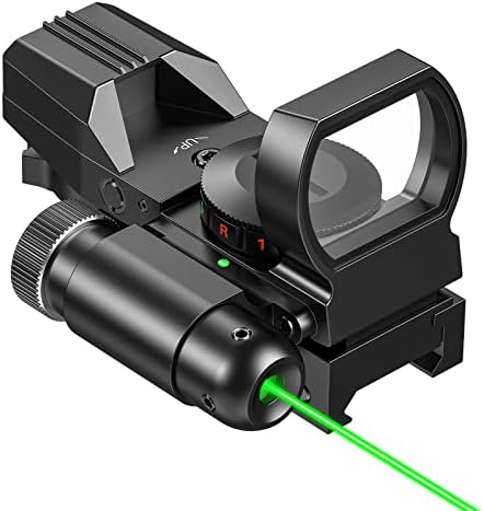 CVLIFE 1X22X33 Reflex Sight Red Dot Sight Red Green 4 Reticle Optics with Green Laser and Pressure Pad Switch for 20mm Rail