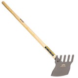 Gemplers Steel Rake Hoe with Wood Handle, 5 Wide Tines, Multi-Purpose Tool for Gardening, Planting, and Fire Prevention, Commercial Grade
