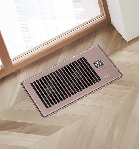 Quiet Register Booster Fan Fits 4" x 10" (Duct Opening Cutout), 10-Speed Smart Heating Cooling AC Vent Booster Fan w/Remote Control & Thermostat Control (Vertical Grille - Bronze) - Corded