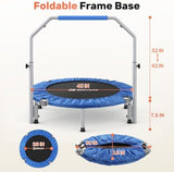 BCAN 40/48" Foldable Mini Trampoline Max Load 330lbs/440lbs, Fitness Rebounder with Adjustable Foam Handle, Exercise Trampoline for Adults Indoor/Garden Workout