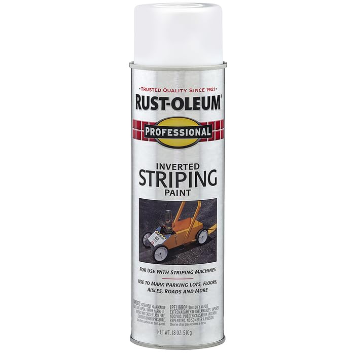 Rust-Oleum 2593838-6PK Professional Inverted Striping Spray Paint, 18 oz, White, 6 Pack