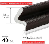 40 Feet Door Weather Stripping, Kerf Weather Stripping for Doors with Groove, Kerf Door Seal for Large Gap and Easy Installation(40, Brown)