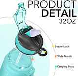 Hyeta 32 oz Water Bottles with Times to Drink and Straw, Motivational Water Bottle with Time Marker, Leakproof, Drinking Sports Water Bottle for Fitness, Gym and Outdoor