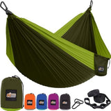 GORILLA GRIP Durable Portable Camping Hammock, Holds 500lbs with Heavy Duty Tree Straps, Comfortable Travel Swing, Camp Hammocks, Easy to Use and Install, Outdoor Essentials, Green, 10x6.5 FT