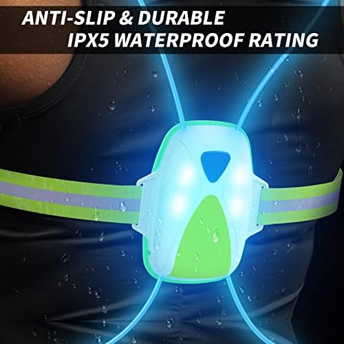 LED Reflective Running Vest with Front Light,Running Lights for Runners,Reflective Running Gear for Men/Women Running,Cycling or Walking, High Visibility Warning LED Lights