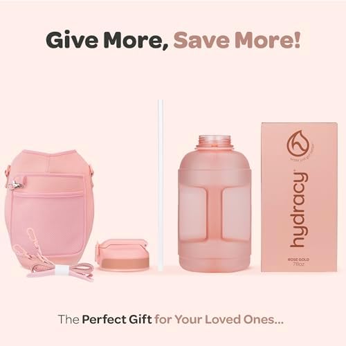 Hydracy Water Bottle with Time Marker -Large BPA Free Water Bottle & No Sweat Sleeve -Leak Proof Gym Bottle with Fruit Infuser Strainer & Times to Drink -Ideal for Fitness Sports & Outdoors