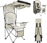 BDL Camping Chair with Canopy Shade Portable Folding Beach Chairs with Cooler, Mesh Backrest, Cup Holder, and Pocket for Camping, Fishing, Beach, and Sports