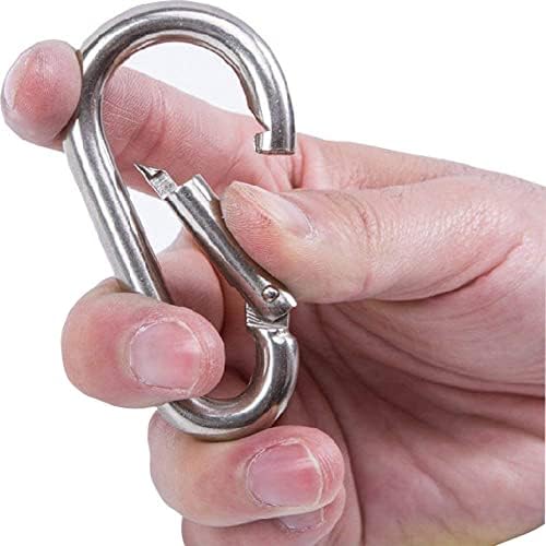 sprookber Stainless Steel Carabiner Spring Snap Hook - 304 Stainless Steel Heavy Duty Clips, Set of 4