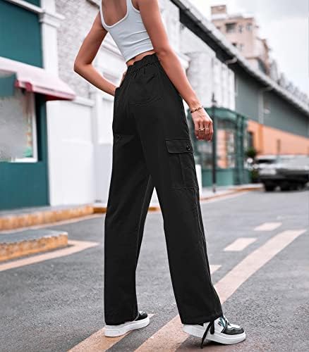 ZMPSIISA Women High Waisted Cargo Pants Wide Leg Casual Pants 6 Pockets Combat Military Trousers