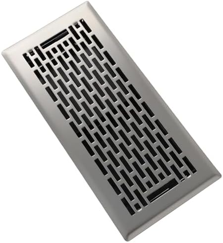 Floor Register 4x10 Inches - Heavy Duty Walkable Steel Floor Vents - Ease Adjust Air Flow Direction Floor Registers - Satin Nickel Floor Vent Covers - Boston Design Air Vents for Home