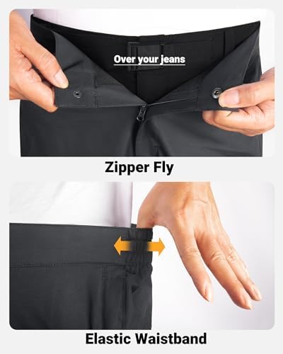 33,000ft Men's Full Zip Rain Pants Waterproof Lightweight for Hiking,Fishing,Golf