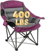 Oversized XL Padded Camping Chair w/Cell Phone Holder, Large Camp Lounge Chair, Foldable Lawn Chair w/Cup Holder,Carry Bag for Outdoor Hiking, Beach, Picnics, Heavy-Duty 400-lbs Capacity