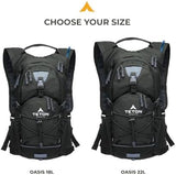 Teton Oasis Hydration Backpack – Lightweight Water Pack with Bladder for Hiking, Running, Cycling, Biking – 18L/22L Sizes – Sewn-in Rain Cover – Fits Men and Women