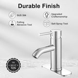 VOTON Modern Bathroom Faucet Chrome Single Handle One Hole Sink Faucet Commercial Lavatory Vanity Sink Faucet with 3/8" Hoses and Deck Plate