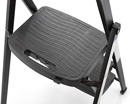 Rubbermaid 3-Step Steel Ladder, Folding Step Stool with Hand Grip and Non-Slip Feet, Black, Tested to ANSI US Safety Standards, No Assembly Required