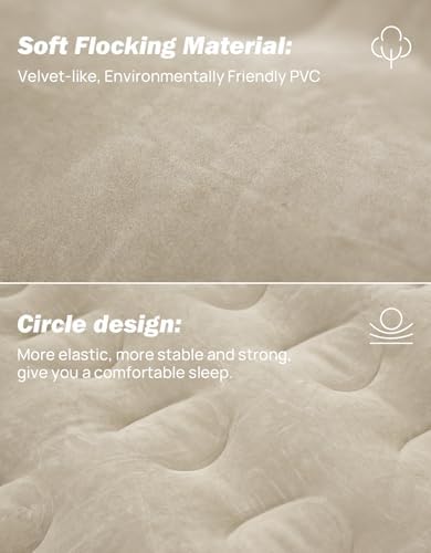 JOYTUTUS 5-5.2Ft Truck Bed Air Mattress with Removable Tailgate Extension, Compatible with Tacoma&Ranger,Thickened Inflatable Compact Short Truck Beds, with Air Pump&2 Pillows,Camel&Black