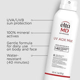 EltaMD UV AOX Mist Mineral Sunscreen Spray, SPF 40 Spray Sunscreen for Face and Body, Zinc Oxide Formula with Antioxidants, 5 oz Bottle (Pack of 2)