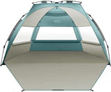 OutdoorMaster Beach Tent for 3-4 Person - Easy Setup and Portable Beach Shade Sun Shelter Canopy with UPF 50+ UV Protection Removable Skylight Family Size