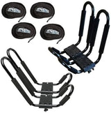 ECOTRIC Kayak Roof Rack J-Bar Rack HD Universal Kayak Carrier Holder Canoe Boat Surf Ski Board Roof Top Mounted on Crossbar for Car SUV Truck Set of 4