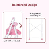 BONTEC 3-Step Ladder, Folding Step Stool, 600lbs Max Load Capacity, Sturdy Steel, Non-Slip Pedals, Lightweight, Portable Steel Ladder with Convenient Handrail, Safety Design for Home & Work, Pink