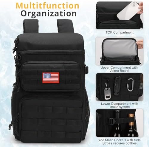 Tactical Backpack Cooler,Soft Lightweight Leakproof Cooler Backpack,Insulated Cooler Bag,Portable Soft Cooler Bag Waterproof for Beach, Travel, Camping, Picnic, Hiking