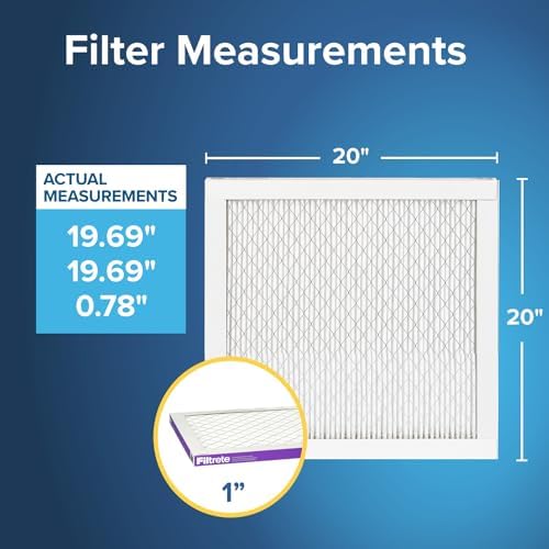 Filtrete 20x20x1 AC Furnace Air Filter, MERV 12, MPR 1500, CERTIFIED asthma & allergy friendly, 3 Month Pleated 1-Inch Electrostatic Air Cleaning Filter, 4-Pack (Actual Size 19.69x19.69x0.78 in)