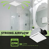 Homewerks 7140-80 Bathroom Fan Ceiling Mount Exhaust Ventilation, 1.5 Sones, 80 CFM, White