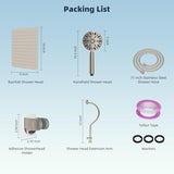 Hibbent All Metal Shower Head, 10'' High Pressure Rainfall Shower Head/Handheld Showerhead Combo/ 12'' Adjustable Curved Shower Extension Arm, 7-Spray, 71'' Hose, Showerhead Holder, Brushed Nickel