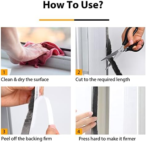 39.4FT Brush Weather Stripping, Neat Pile Self Adhesive Seal Strip for Windows and Door, Weatherstrip for Soundproofing, Windproof, Dustproof, Stronger Stickiness, 0.35'' Wide x 0.35'' Thick, White