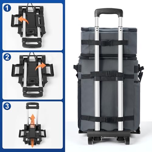 Odoland 48/72 Cans Soft Cooler with Wheels and Handle Collapsible Ice Chest Rolling Coolers on Wheels for Beach Camping Travel and Picnic