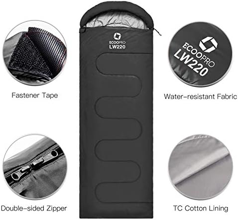 ECOOPRO Warm Weather Sleeping Bag - Portable, Waterproof, Compact Lightweight, Comfort with Compression Sack - Great for Outdoor Camping, Backpacking & Hiking-83 L x 30" W Fits Adults