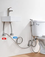 Arofa Hot and Cold Handheld Bidet Sprayer for Toilet, Warm Water Bidet with Adjustable Pressure, Non-Electric Temperature Control for Feminine Wash