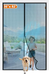 MAGZO Magnetic Screen Door Fit Door Size 36 x 82 Inch, Screen Size 38" x 83" Strong Magnet Door Mesh with Reinforced Hook & Loop for Patio Door, Front Door, Doorway, Black