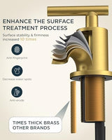 FORIOUS 8 Inch Widespread Brushed Gold Bathroom Faucet 3 Hole, 2 Handle Gold Sink Faucet Bathroom Vanity with 360 Degree Swivel Spout, with Metal Pop Up Drain and cUPC Supply Line, for 6 to 12 In Sink