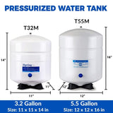 iSpring T55M 5.5 Gallon Residential Pre-Pressurized Water Storage Tank for Reverse Osmosis (RO) Systems , White