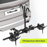 Vibrelli Hitch Bike Rack - 2 Ebike Rack - Fits Fat Tire, Mountain Bike, Electric Bikes, Road - 65lbs per Bike - Patented Anti-Wobble - Cars & SUV - Tilting Folding Platform Car Racks, 2-Inch Receiver
