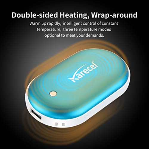 Karecel Rechargeable Hand Warmer, 5200mAh Double-Sided Fast Heating Electric Hand Warmer Power Bank, Up to 11Hrs, 3 Heat Settings, Portable Pocket Heater, Best Gifts for Women Men, Camping, Golf