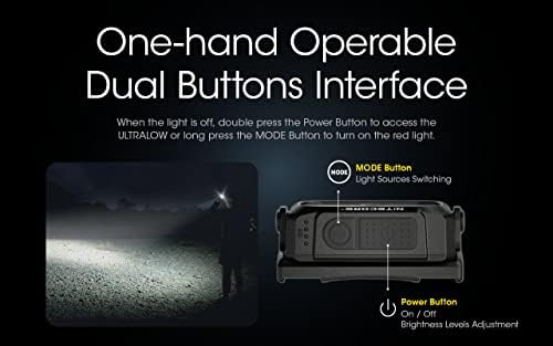 Nitecore NU25 400 USB-C Rechargeable Headlamp, Lightweight, Dual Beam, with Red Lighting for Hiking, Climbing, and Camping, with Organizer